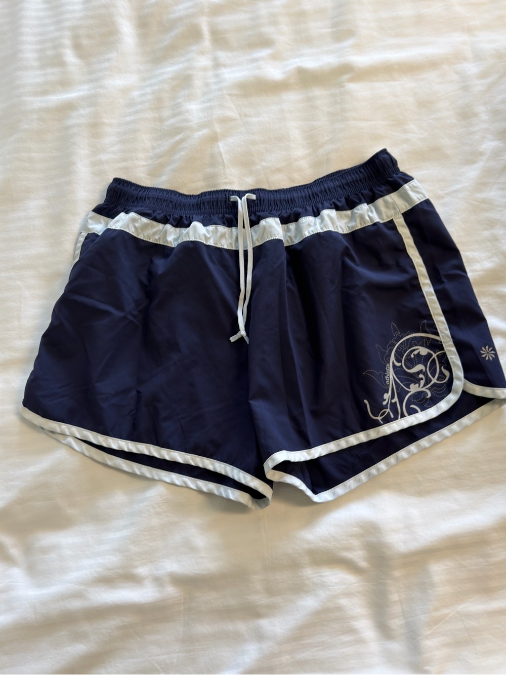 Athleta Navy Athletic Shorts with White Trim